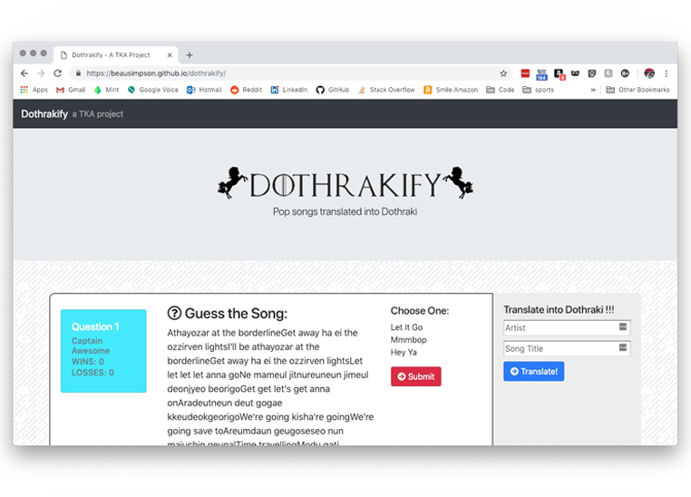 Dothrakify Website