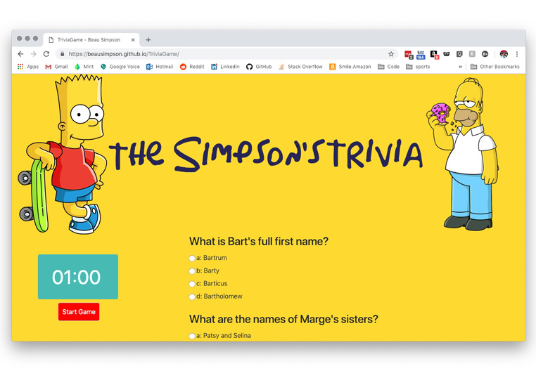 TImed Trivia Game Website